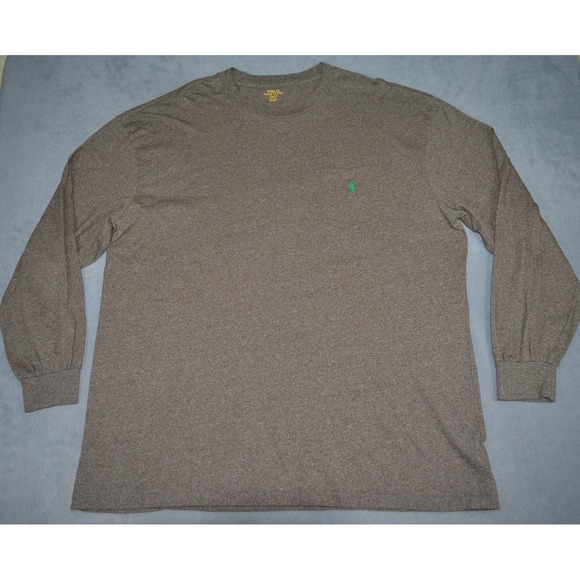 Polo Ralph Lauren Soft Cotton Long Sleeve Shirt Men 2XLT Heathered Brown Pony - Picture 1 of 8